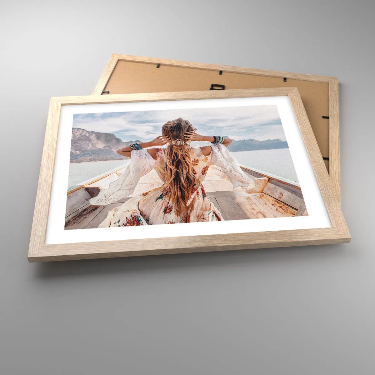 Affiche dans un chêne clair - Poster - En route vers le bonheur - 40x30 cm