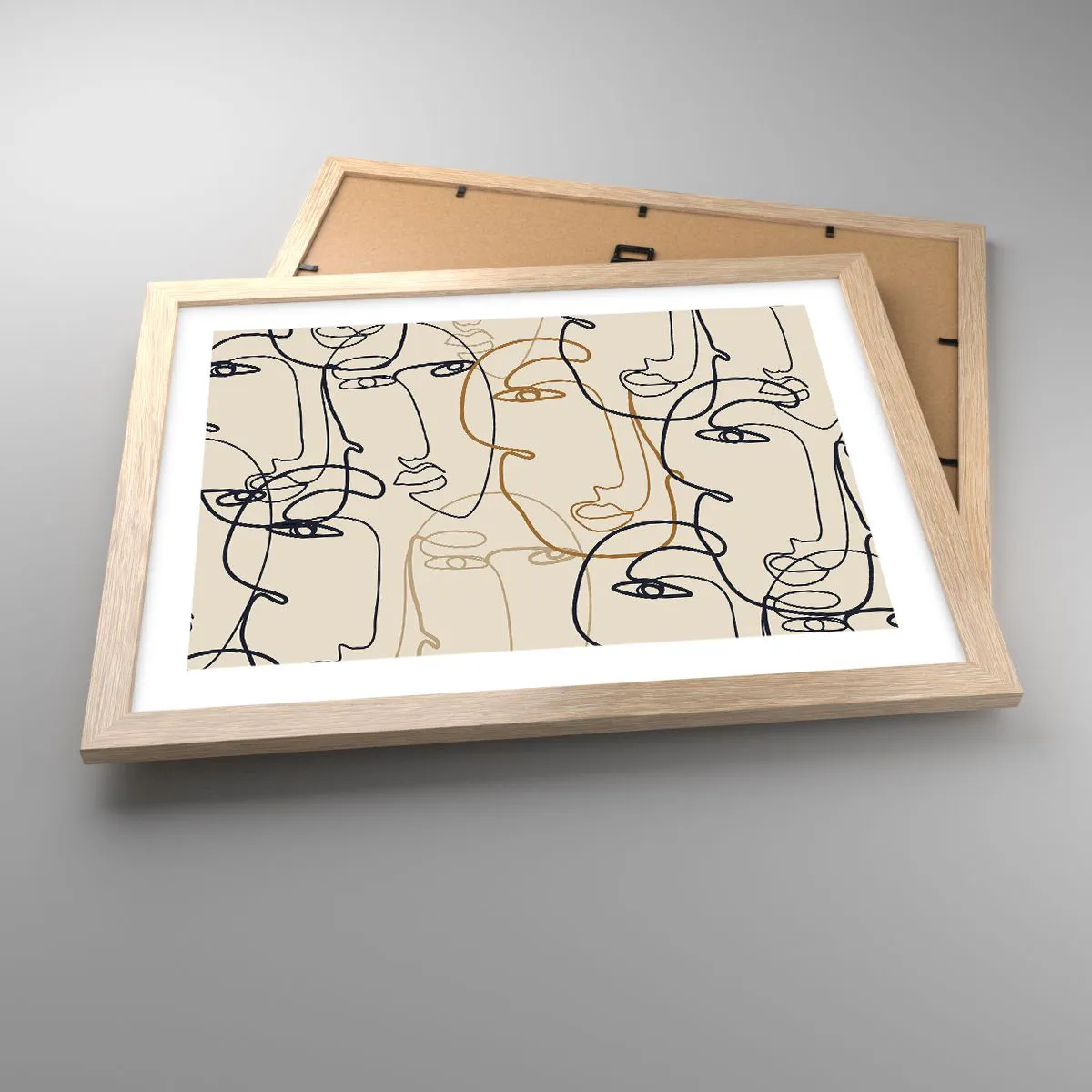 Een poster in een licht eiken lijst - Het portret is vermenigvuldigd - 40x30 cm