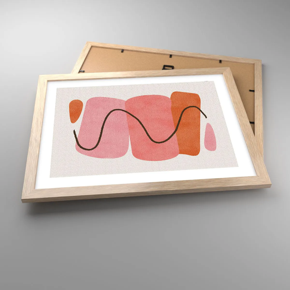 Pôster com moldura de carvalho claro - Movimento suave de formas - 40x30 cm