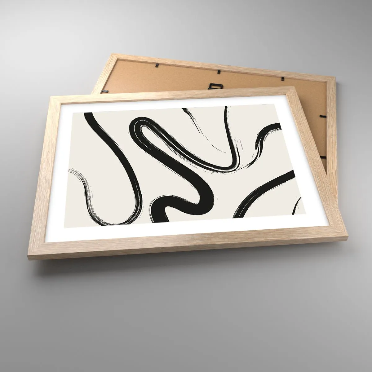 Poster in einem Rahmen aus heller Eiche - Schwarz-Weiß-Laune - 40x30 cm