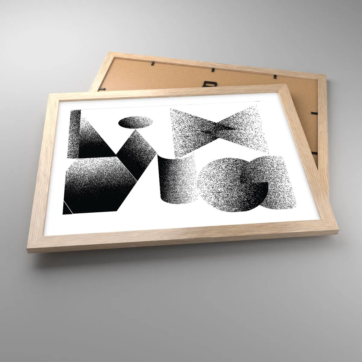 Poster in einem Rahmen aus heller Eiche - Winkel und Ovale - 40x30 cm