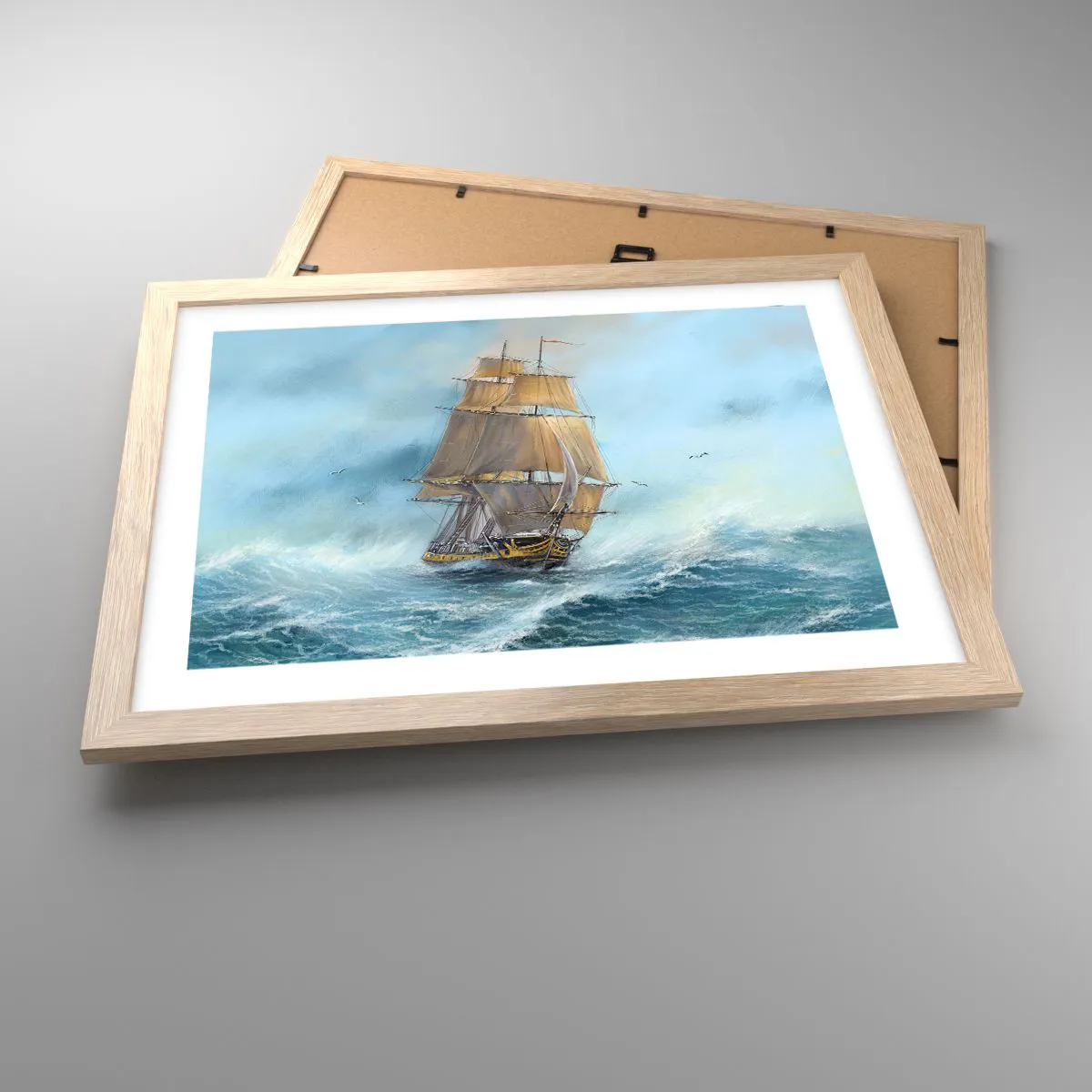 Póster en marco roble claro - Surcando las olas - 40x30 cm