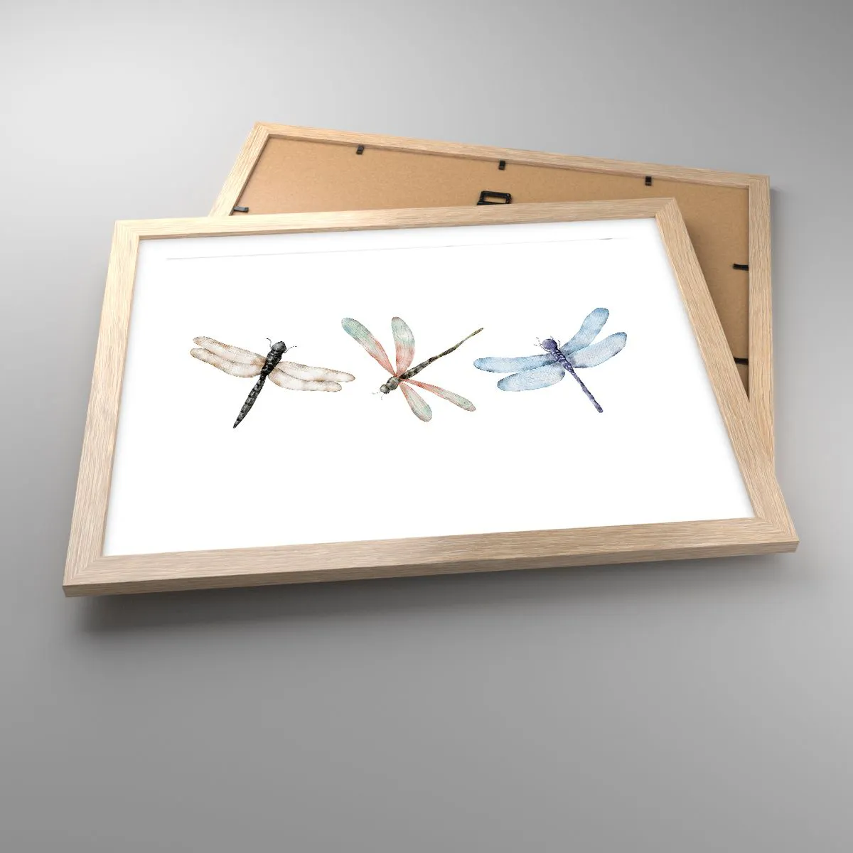 Pôster com moldura de carvalho claro - Libélulas sem peso - 40x30 cm