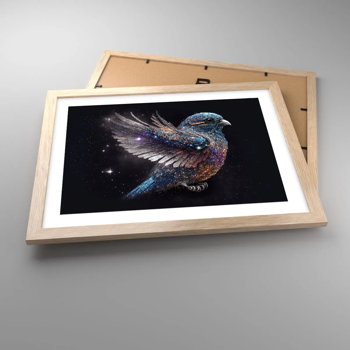 Poster in einem Rahmen aus heller Eiche - Diamantsperling - 40x30 cm