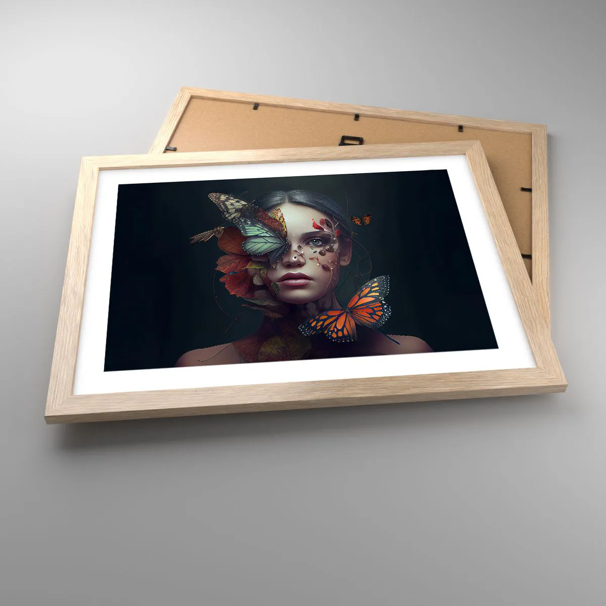 Plakat i ramme af lyst egetræ - En vidunderlig metamorfose - 40x30 cm