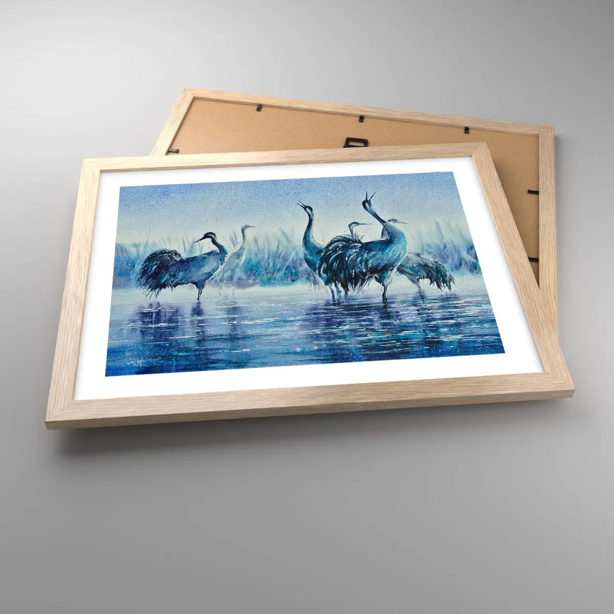 Plakat i ramme af lyst egetræ - Morgenmøde - 40x30 cm