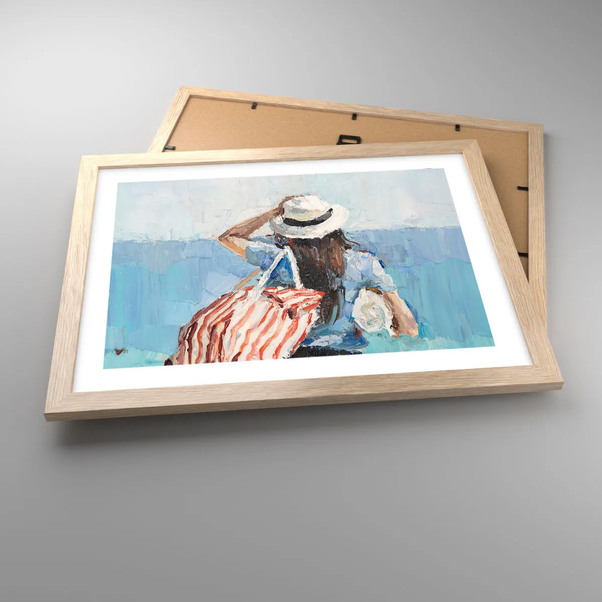 Poster in einem Rahmen aus heller Eiche - Willkommen in den Sommerferien - 40x30 cm