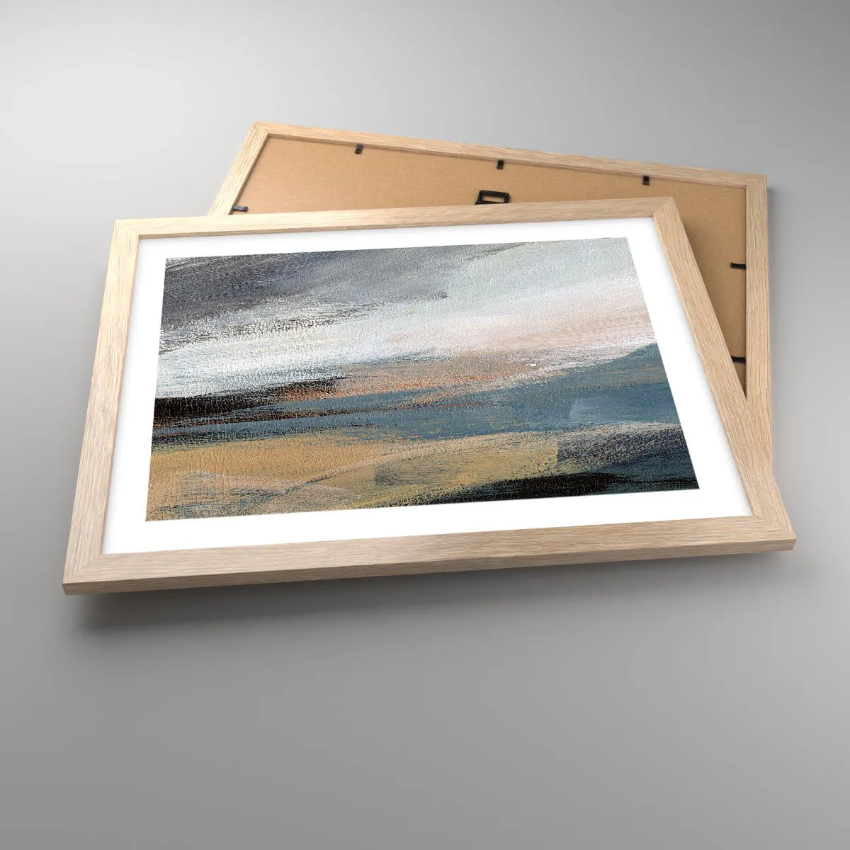 Poster in light oak frame - Abstract: Northern Landscsape - 40x30 cm