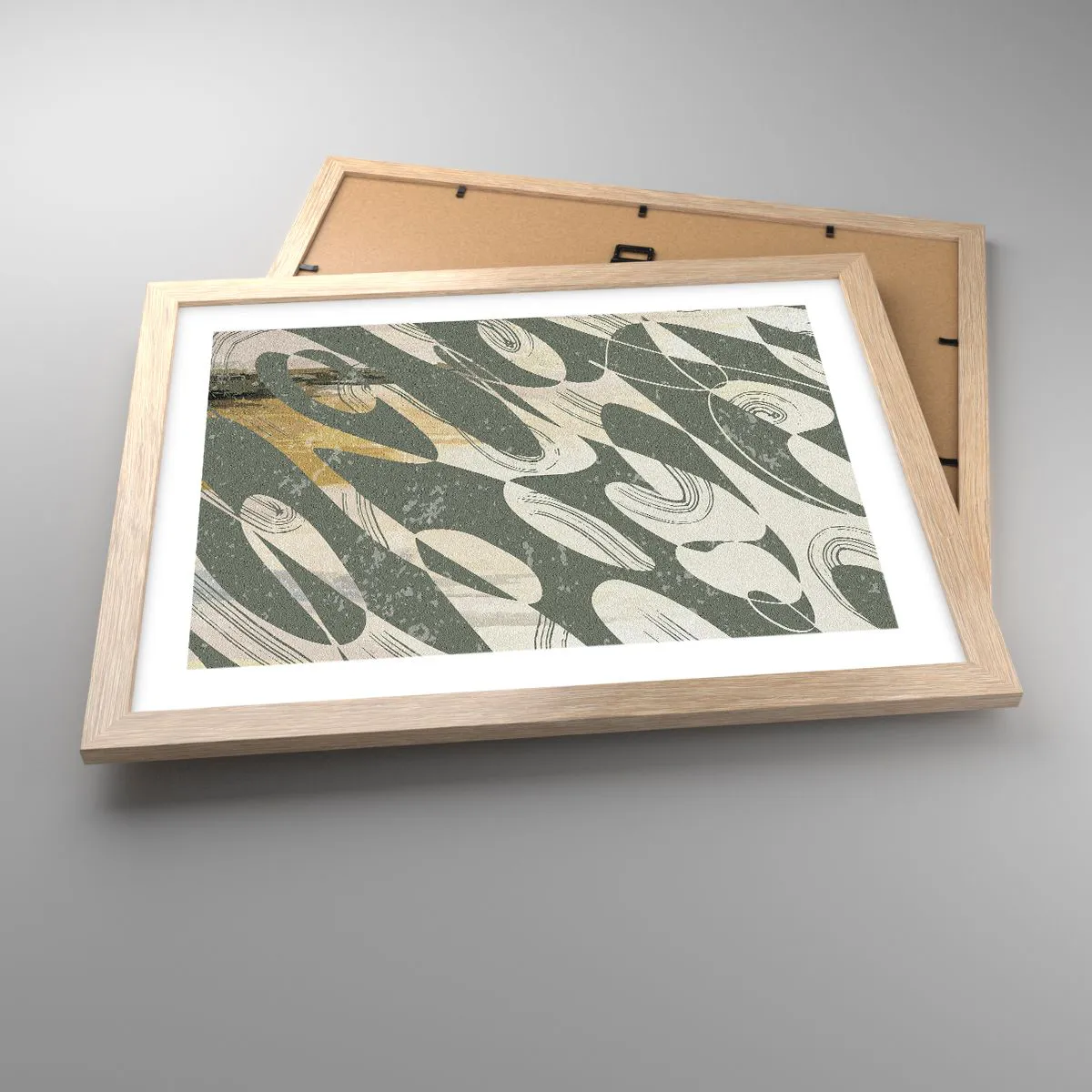 Een poster in een licht eiken lijst - Ritmische abstractie - 40x30 cm