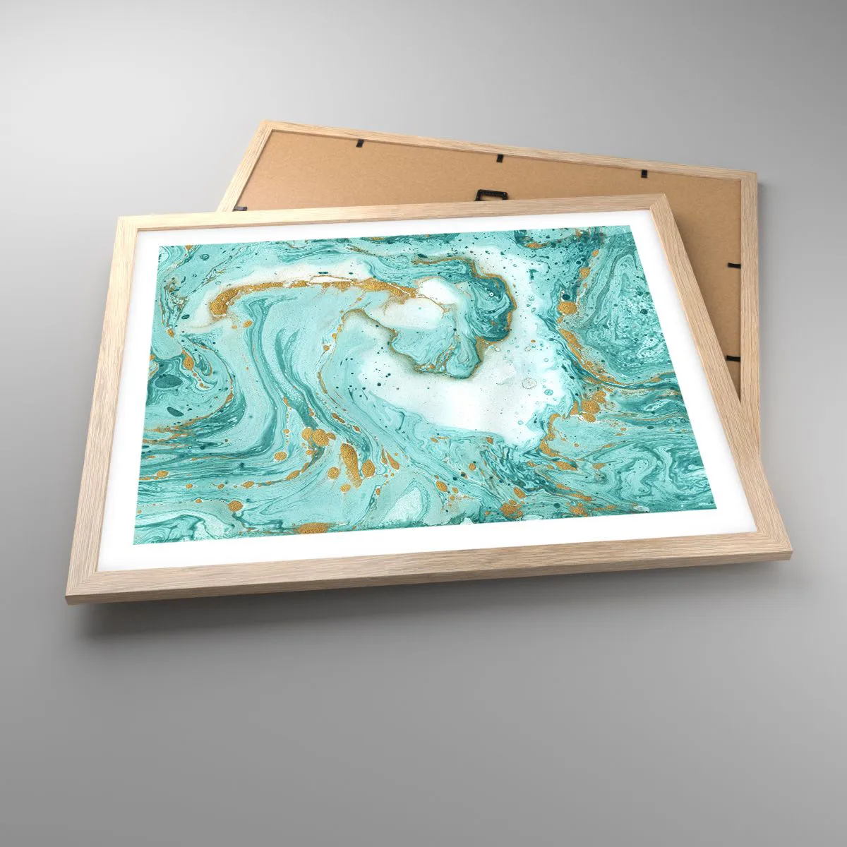 Poster in light oak frame - Under the Great Wave of the Edo Period - 50x40 cm