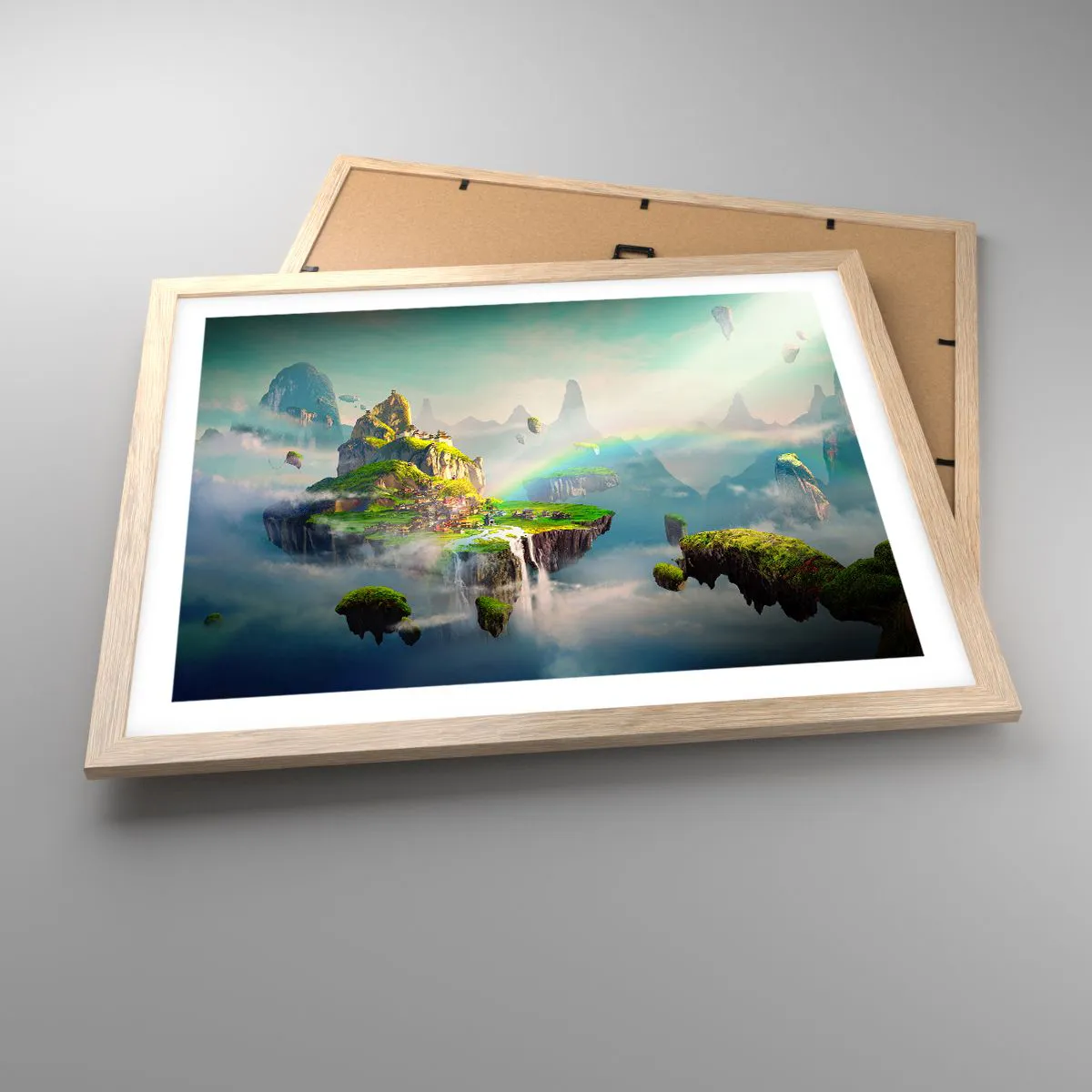 Poszter világos tölgy keretben - Az ég közepén - boldog szigetek - 50x40 cm
