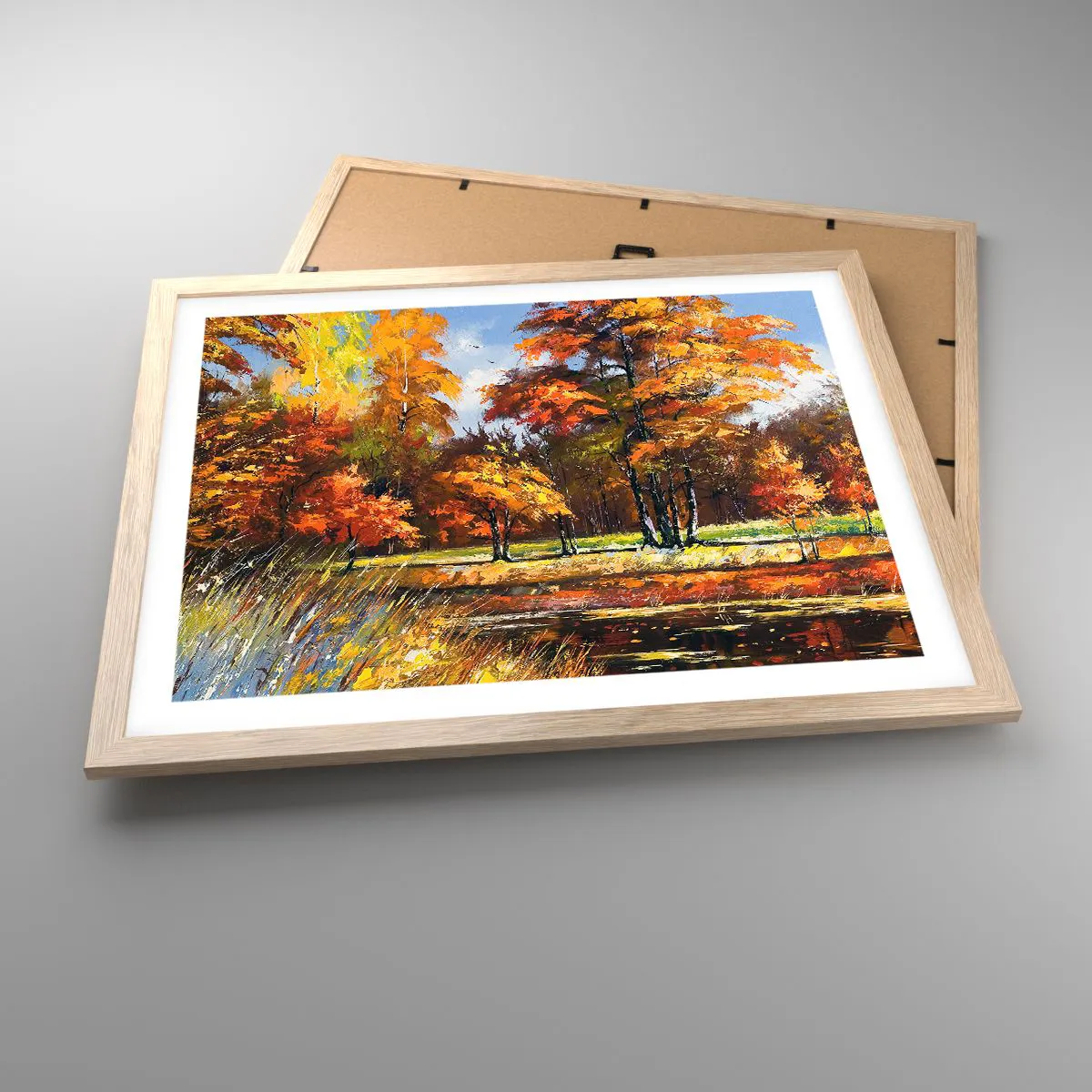 Affiche dans un chêne clair - Poster - Paysage en or et bronze - 50x40 cm