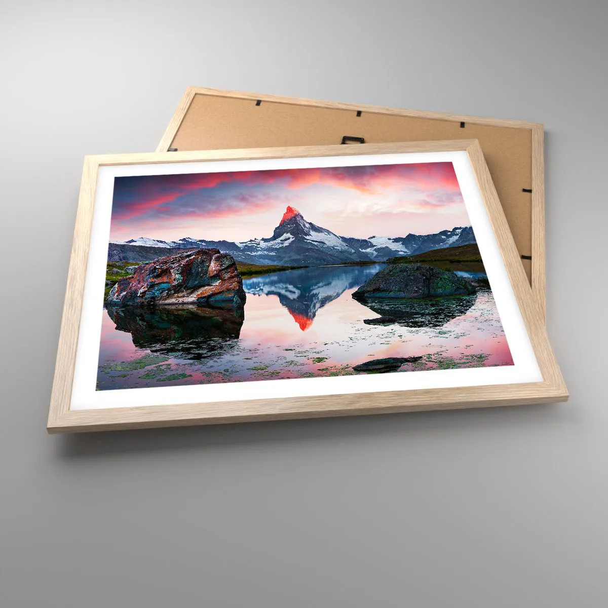 Poster in light oak frame - Heart of the Mountains Is Hot - 50x40 cm