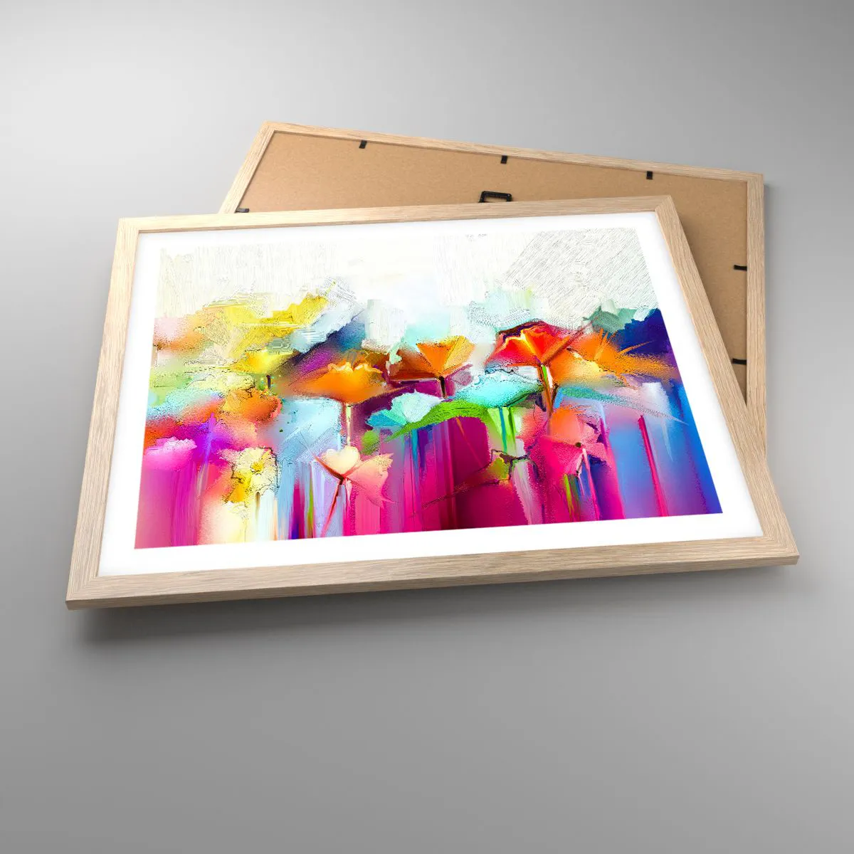 Poster in light oak frame - Rainbow Has Bloomed - 50x40 cm