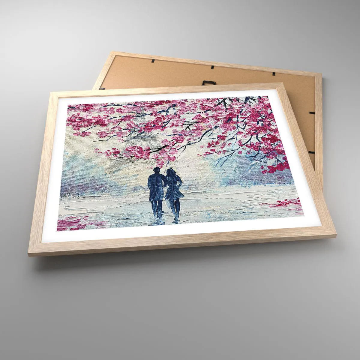 Poster in einem Rahmen aus heller Eiche - Romantischer Spaziergang - 50x40 cm