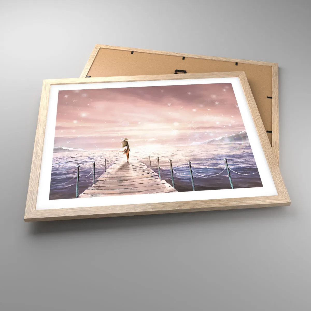 Pôster com moldura de carvalho claro - À luz de um sonho - 50x40 cm