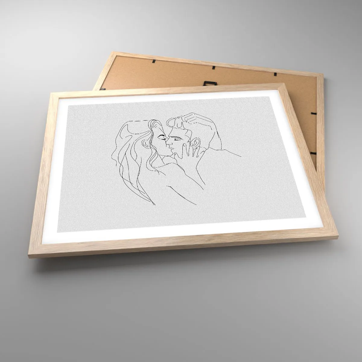Pôster com moldura de carvalho claro - Com a mesma linha - 50x40 cm