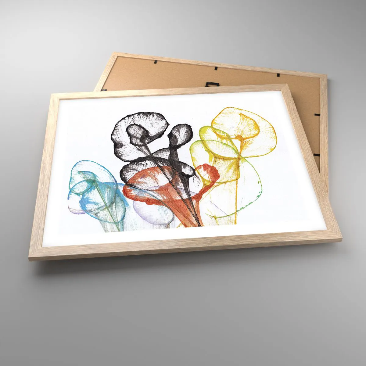 Póster en marco roble claro - Flores con alma - 50x40 cm