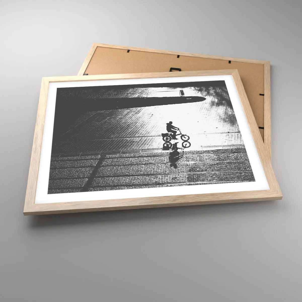 Plakat i ramme af lyst egetræ - Fremad, gennem byen - 50x40 cm