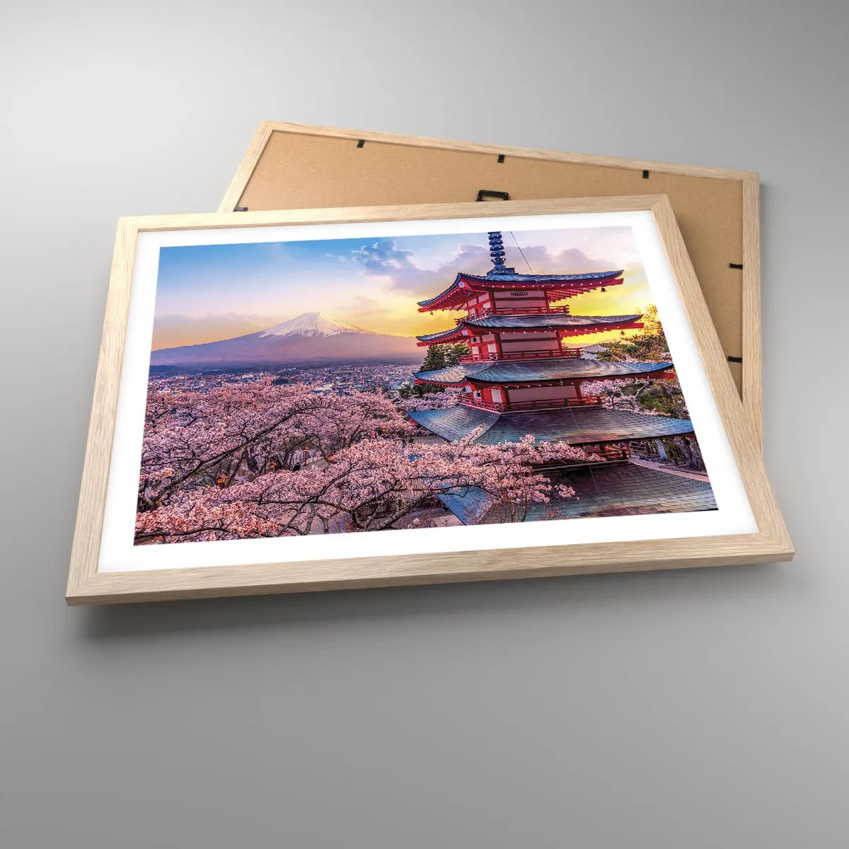 Plakat i ramme af lyst egetræ - Essensen af den japanske ånd - 50x40 cm