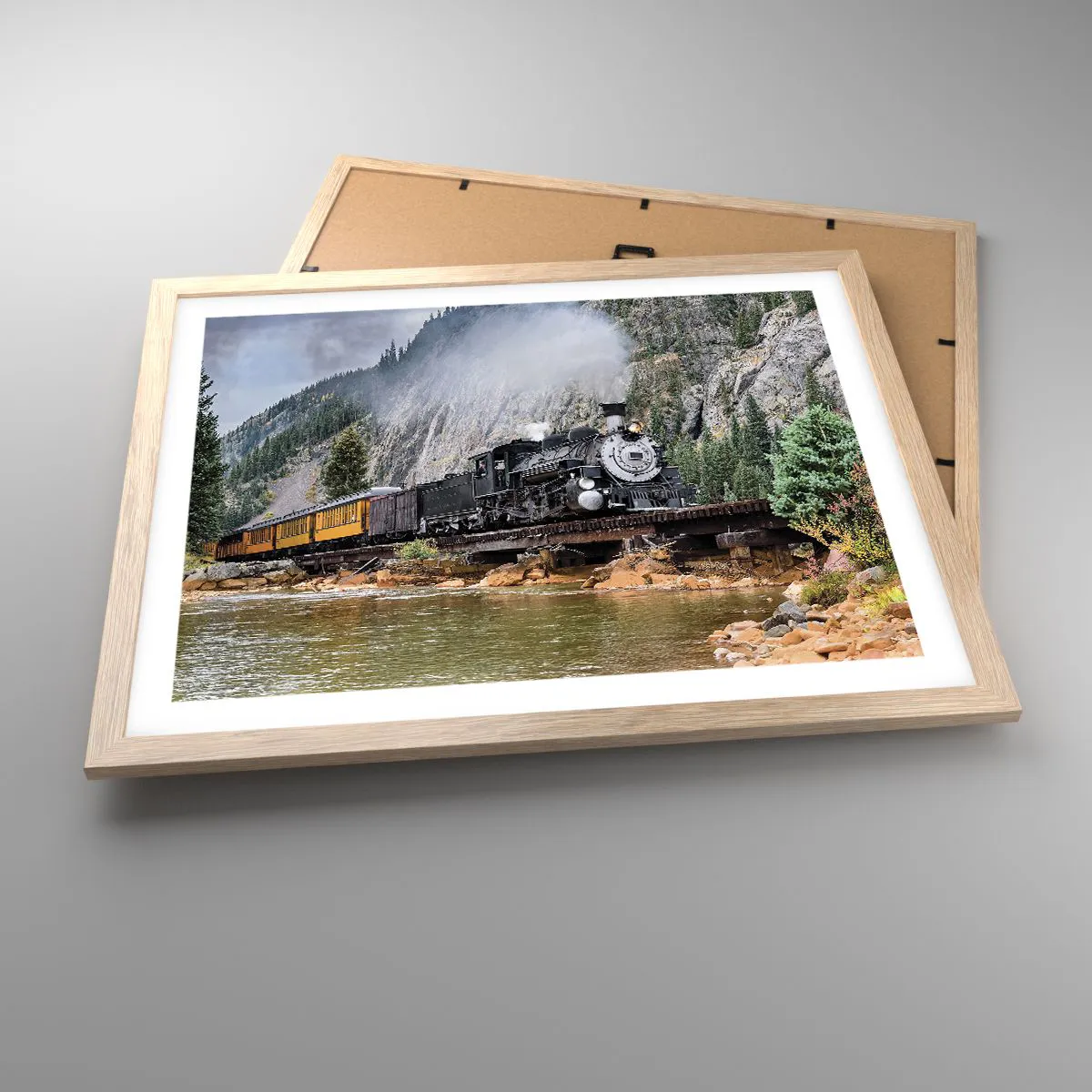 Poszter világos tölgy keretben - Hova? Hova? - 50x40 cm