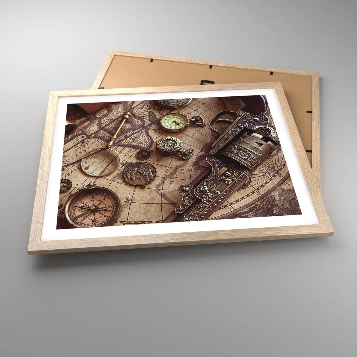 Plagát v ráme zo svetlého duba - Dobrodružstvo volá - 50x40 cm