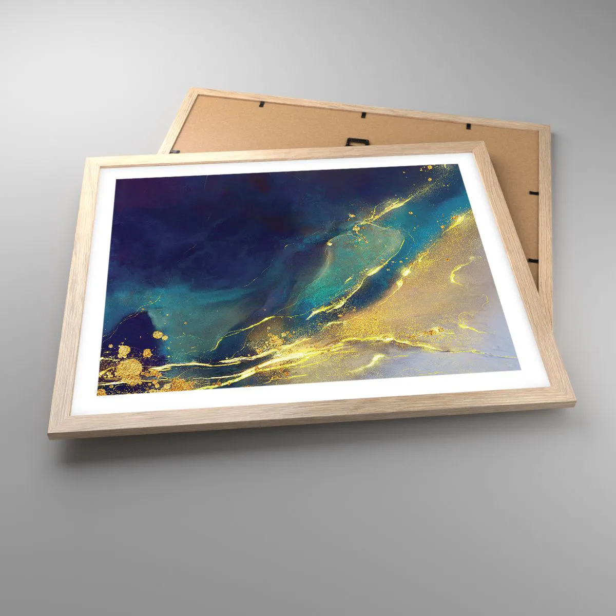 Poster in light oak frame - Golden Flood - 50x40 cm