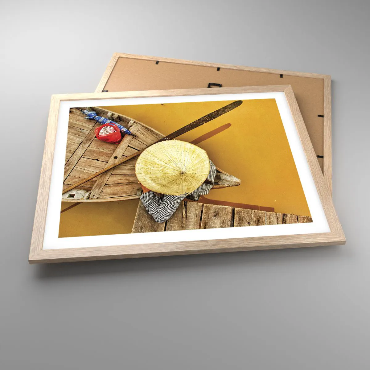 Poszter világos tölgy keretben - Élet a Sárga-folyón - 50x40 cm