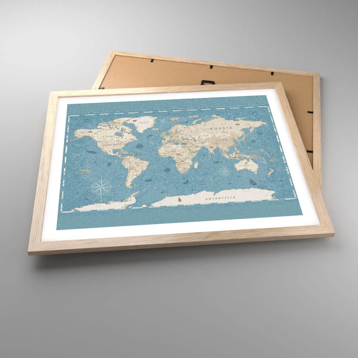 Plakat i ramme af lyst egetræ - En verden inden for rækkevidde - 50x40 cm