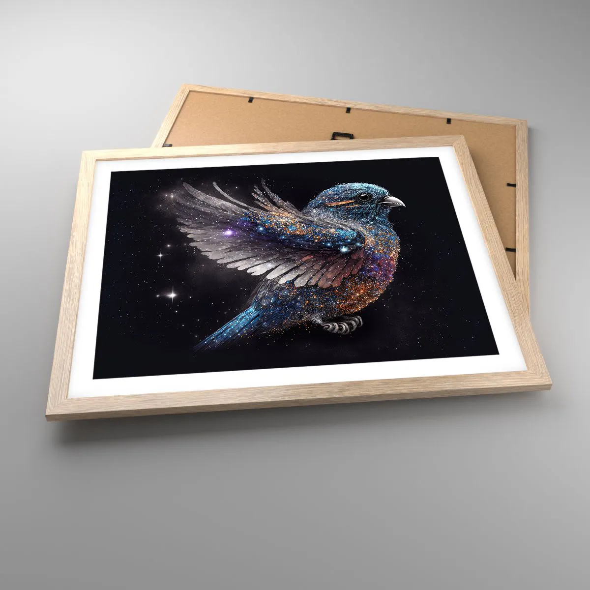 Plakat w ramie jasny dąb - Diamentowy wróbel - 50x40 cm