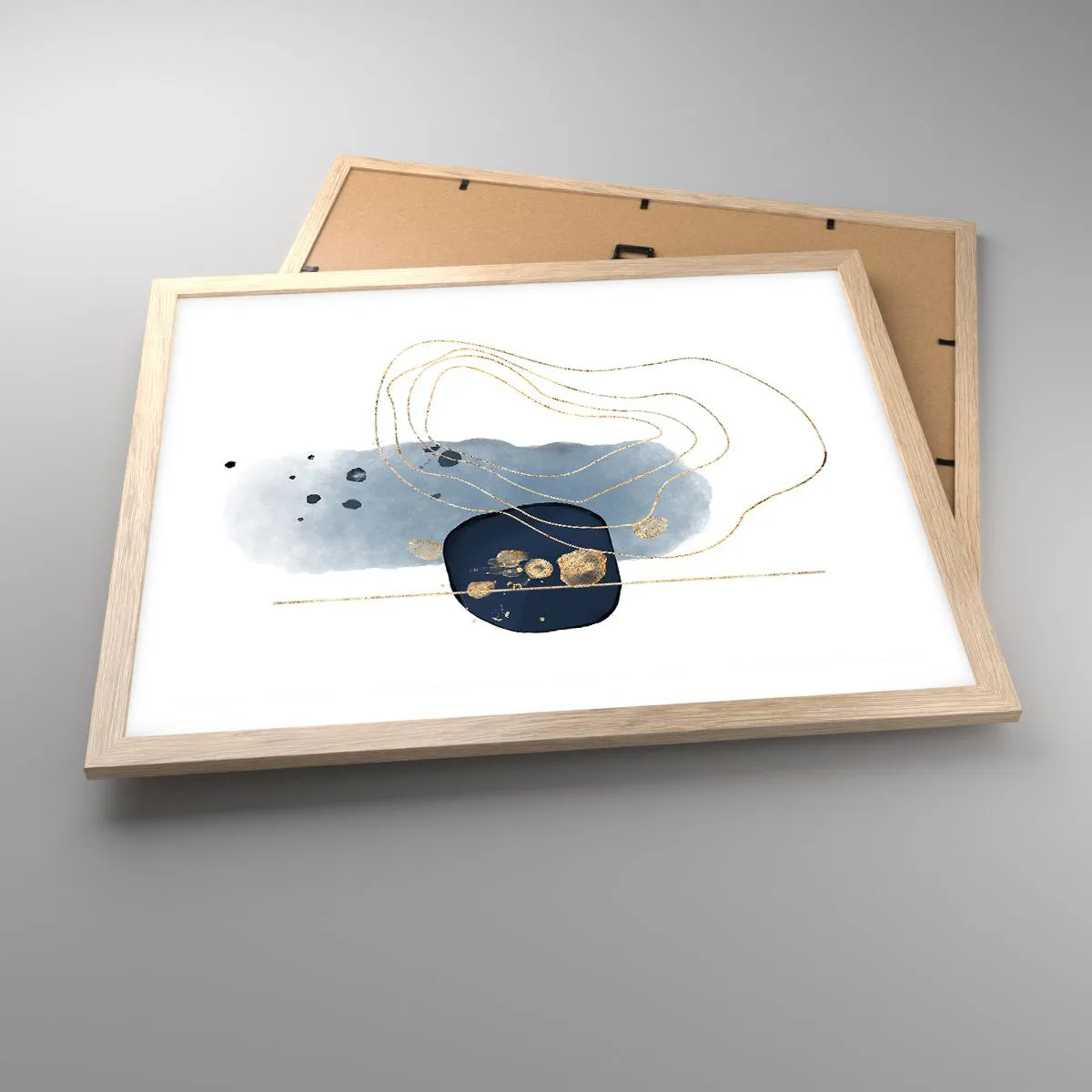 Poster în ramă de stejar deschis - Fantezie albastru-auriu - 50x40 cm