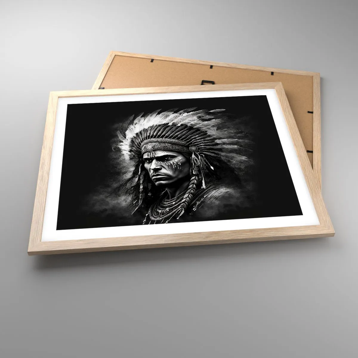 Poster in light oak frame - Chief and Warrior - 50x40 cm