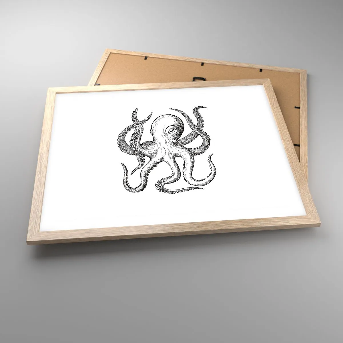 Plagát v ráme zo svetlého duba - Tancujúca s vlnami - 50x40 cm