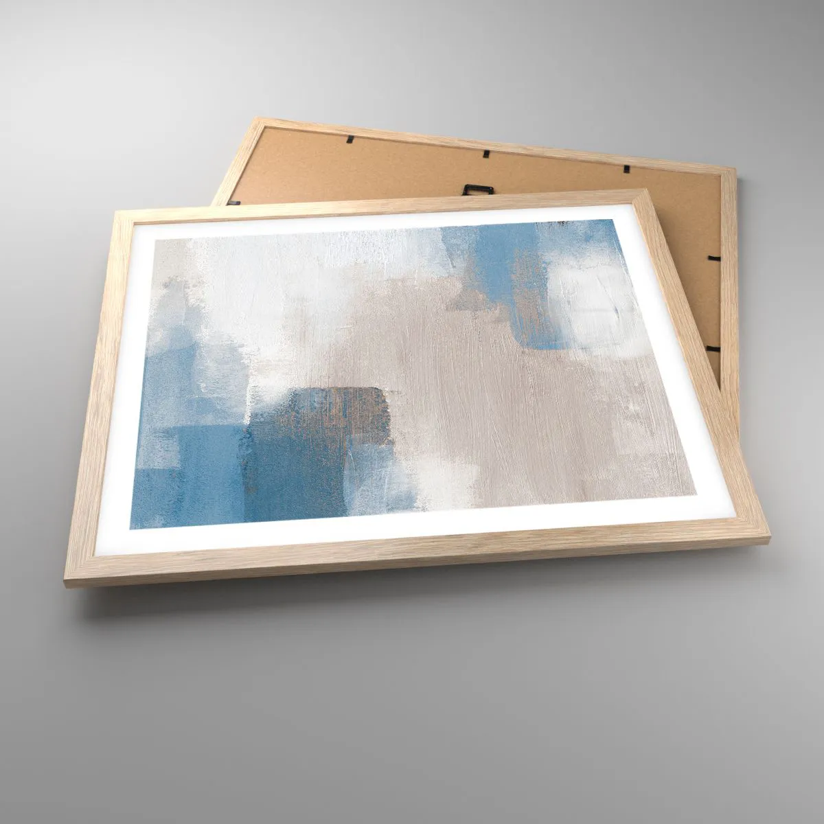 Affisch i ram av ljusek - Rosa abstraktion bakom en blå slöja - 50x40 cm