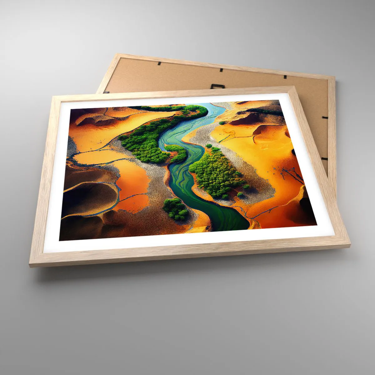 Poster în ramă de stejar deschis - Râul care dă viață - 50x40 cm