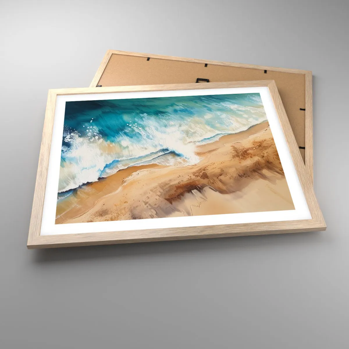 Poster in light oak frame - Returning Wave - 50x40 cm