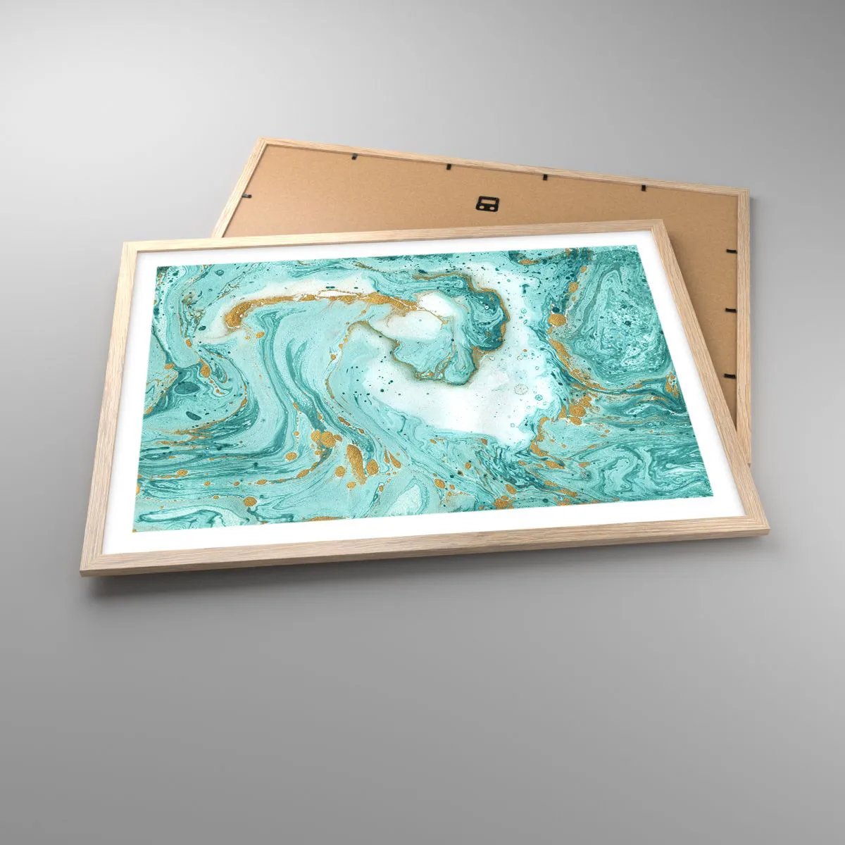 Poster in light oak frame - Under the Great Wave of the Edo Period - 70x50 cm