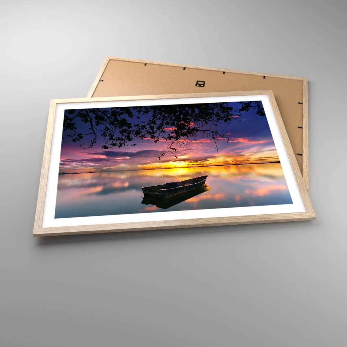 Poster in einem Rahmen aus heller Eiche - Du scheinst mitten am Himmel zu hängen... - 70x50 cm