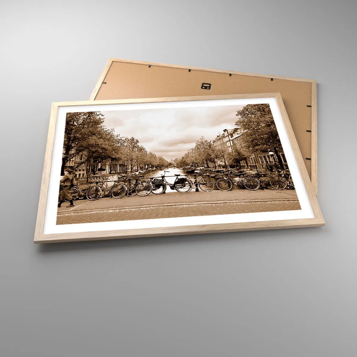 Plakat i ramme af lyst egetræ - Hollandsk atmosfære - 70x50 cm