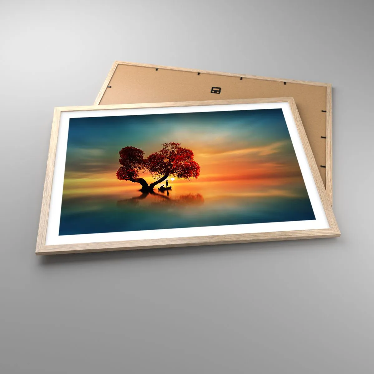 Plakat i ramme af lyst egetræ - Fjern og tavs verdensløshed - 70x50 cm