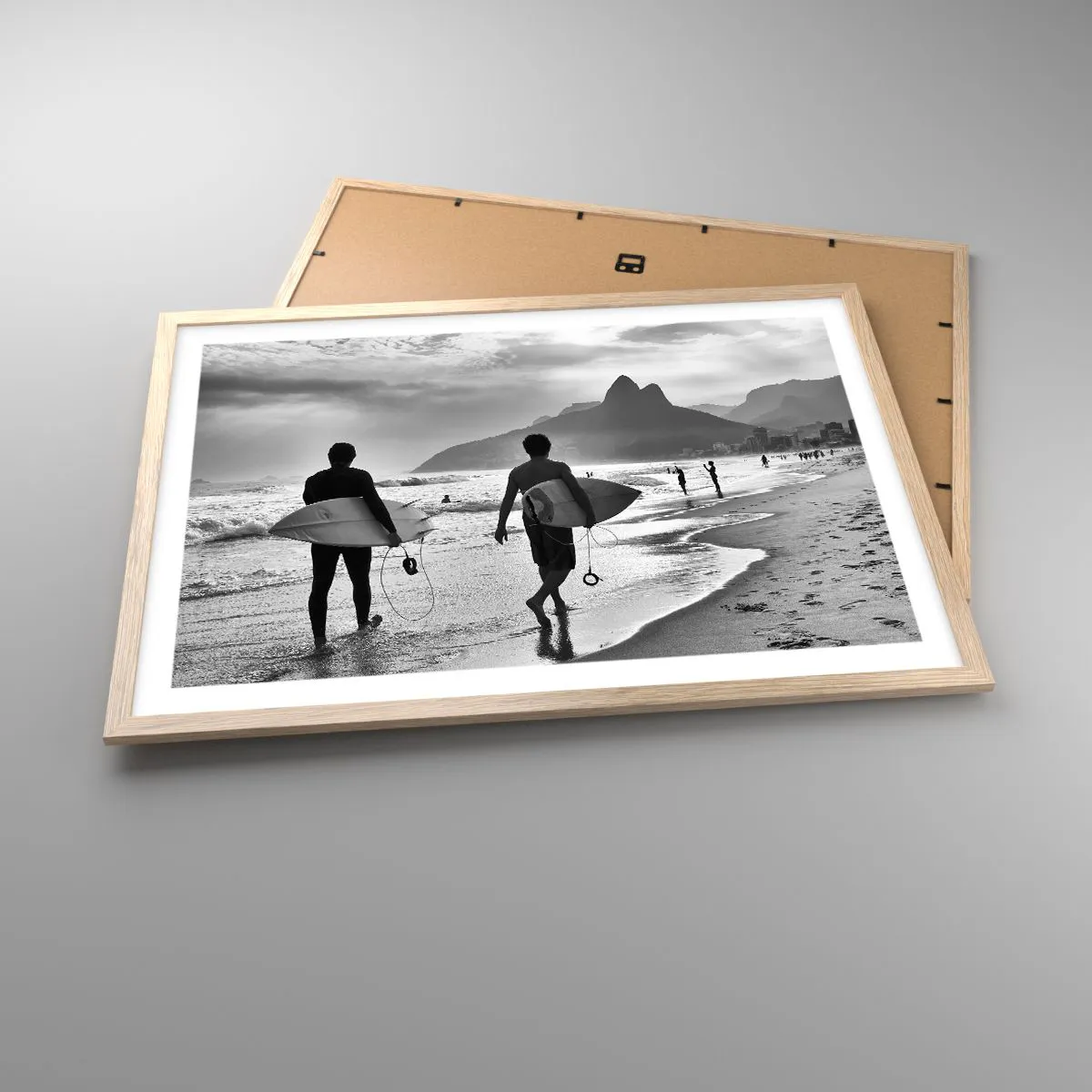 Póster en marco roble claro - Samba para una ola - 70x50 cm