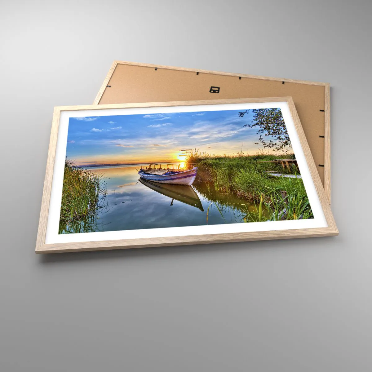 Plakat i ramme af lyst egetræ - Bugt med opfyldte drømme - 70x50 cm