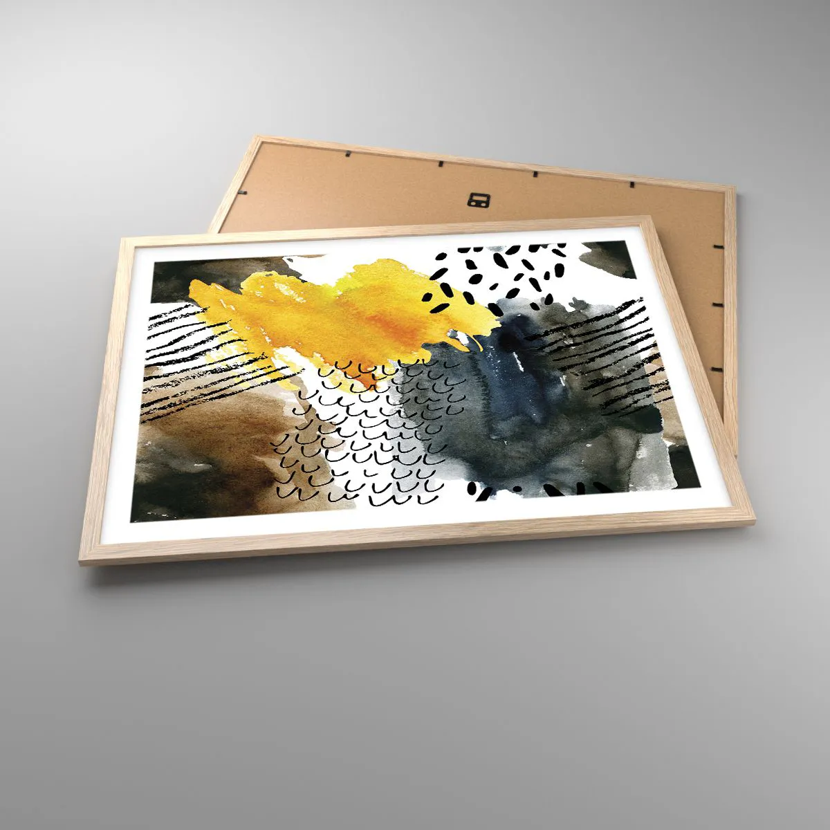 Póster en marco roble claro - Reunión de los elementos - 70x50 cm