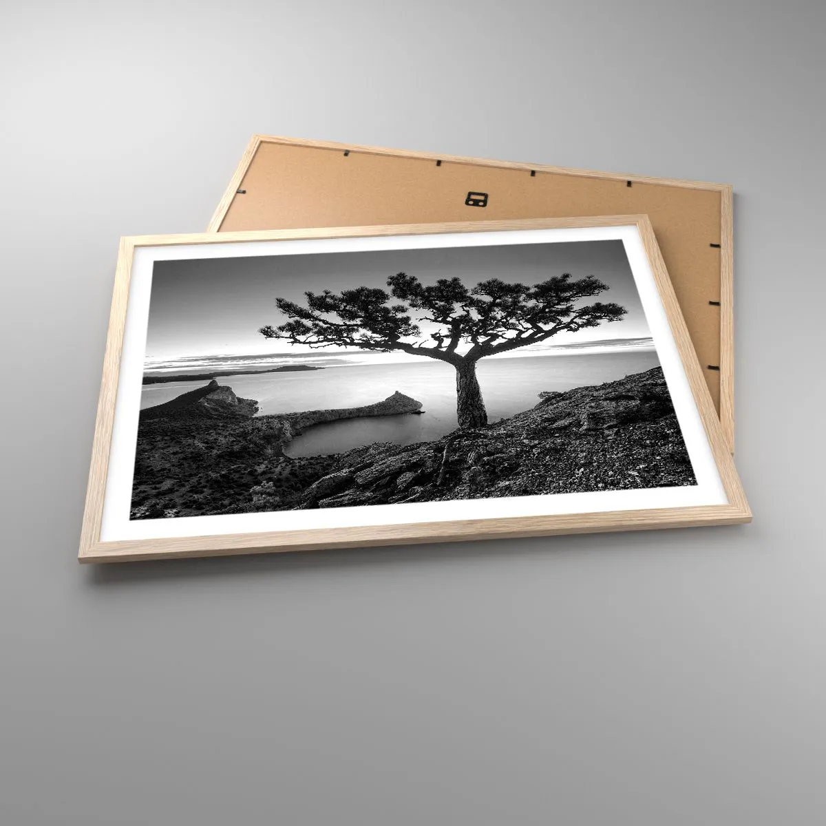Póster en marco roble claro - Calma hasta el horizonte - 70x50 cm