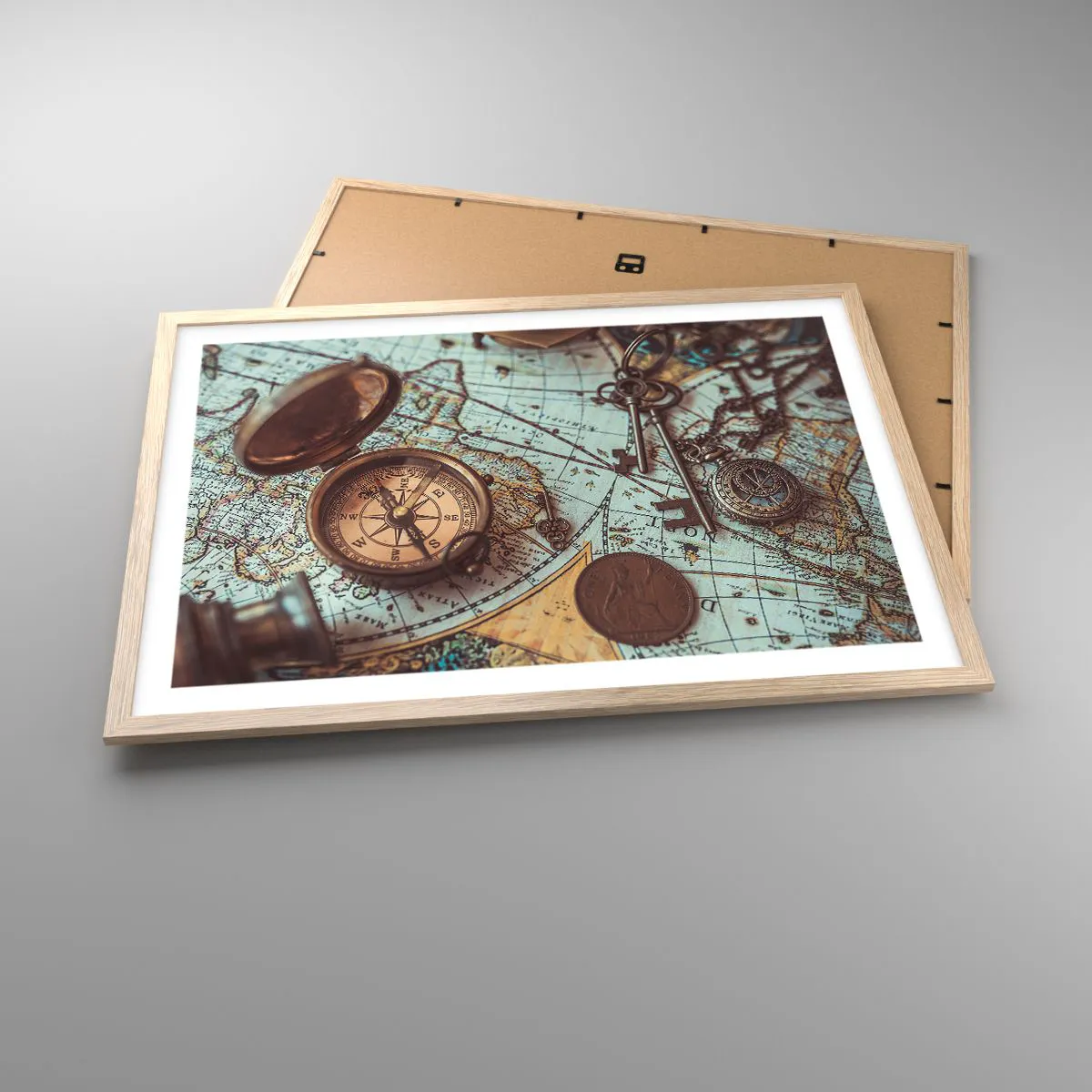 Pôster com moldura de carvalho claro - Para o aventureiro - 70x50 cm