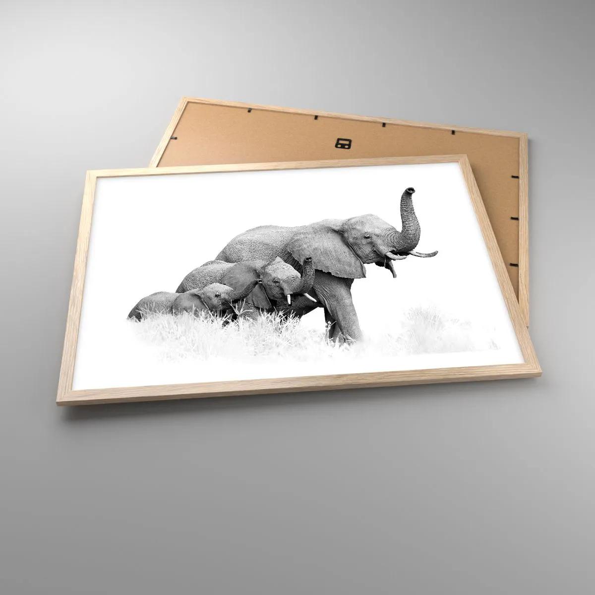 Póster en marco roble claro - Uno, dos, tres - 70x50 cm