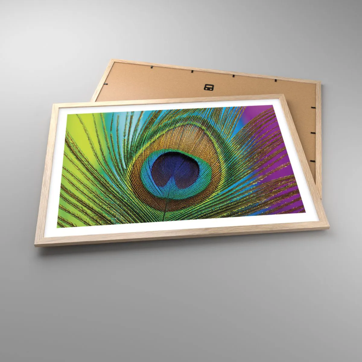 Plakat i ramme af lyst egetræ - Øje mod øje - 70x50 cm