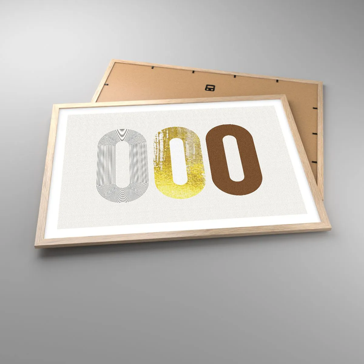 Plakát v rámu světlý dub - Ooo! - 70x50 cm