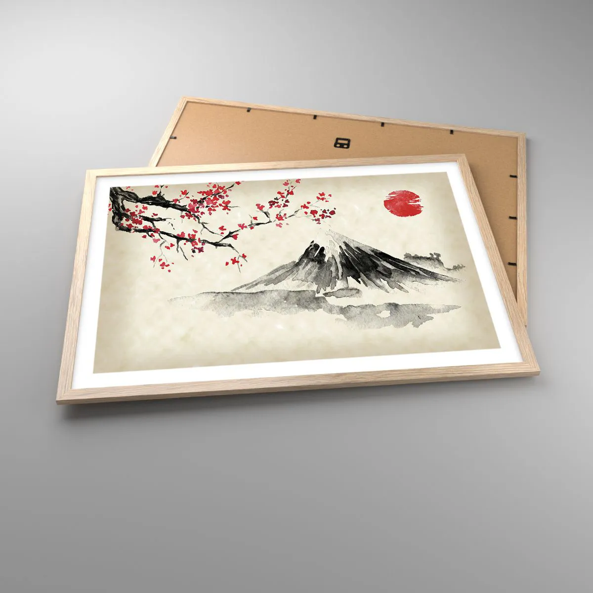 Plakat i ramme af lyst egetræ - Bliv forelsket i Japan - 70x50 cm