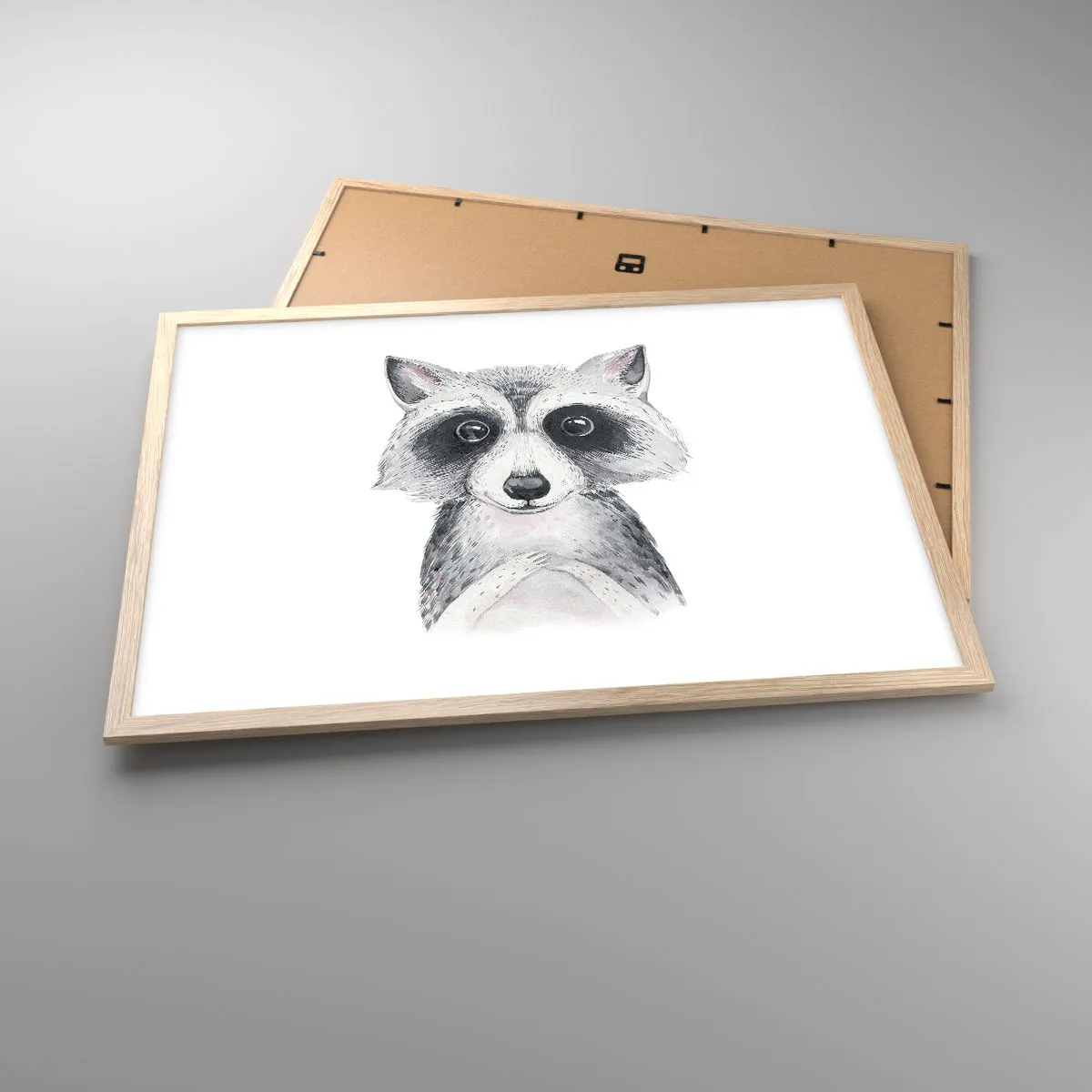 Plakat i ramme af lyst egetræ - Et øjeblik til at trække på skuldrene - 70x50 cm